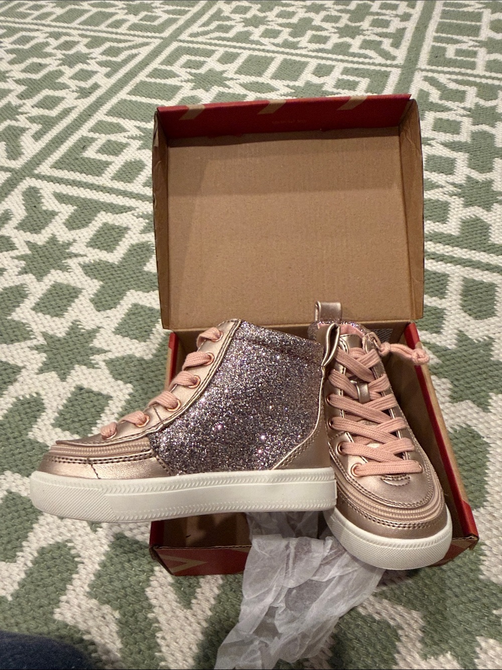 Girls Glitter High-Top Sneakers in Pink